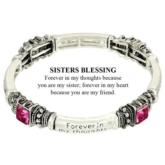 Sister Bracelet Inspirational Message Stretch Bangle Sister's Blessing - Picture 1 of 1